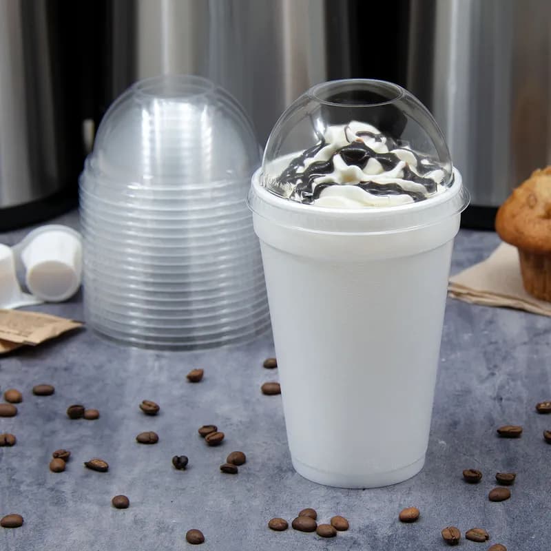 Dart® Lid Dome 3.9X1.9 IN OPS Clear For 12-24 OZ Cup With Hole 50 Count/Pack 20 Packs/Case 1000 Count/Case