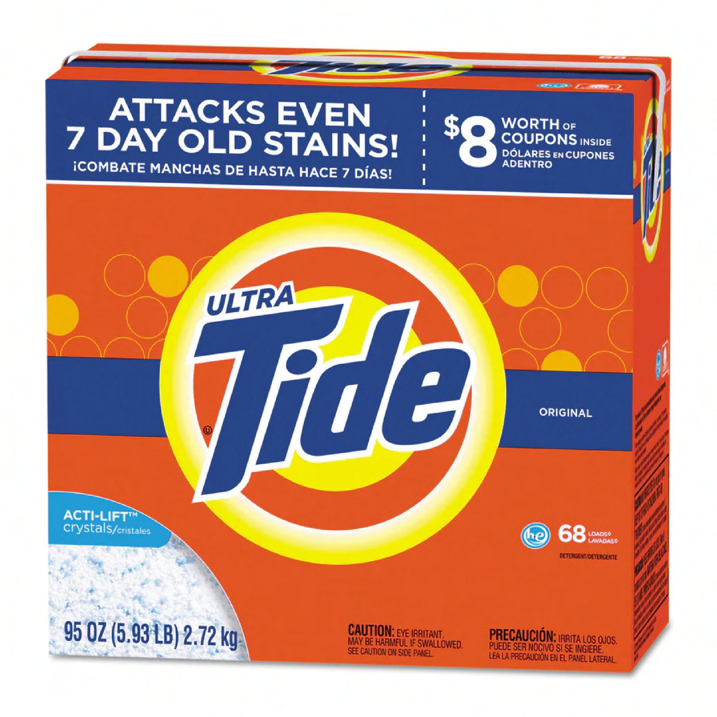 Tide® Laundry Detergent 95 OZ Powder Bleach 68 Loads 3/Case