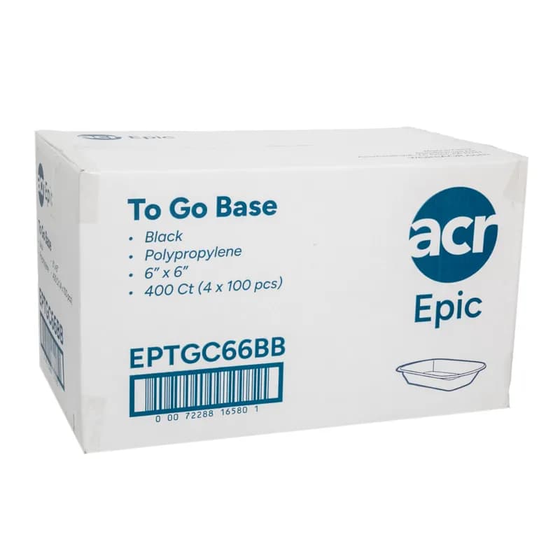 Epic Take-Out Container Base 6X6 IN PP 100 Count/Pack 4 Packs/Case 400 Count/Case