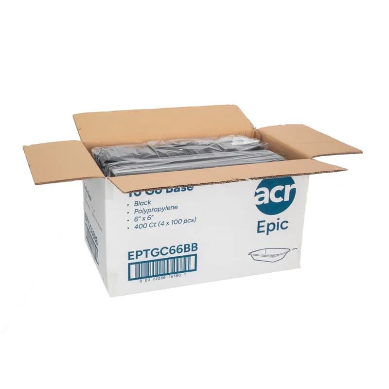 Epic Take-Out Container Base 6X6 IN PP 100 Count/Pack 4 Packs/Case 400 Count/Case