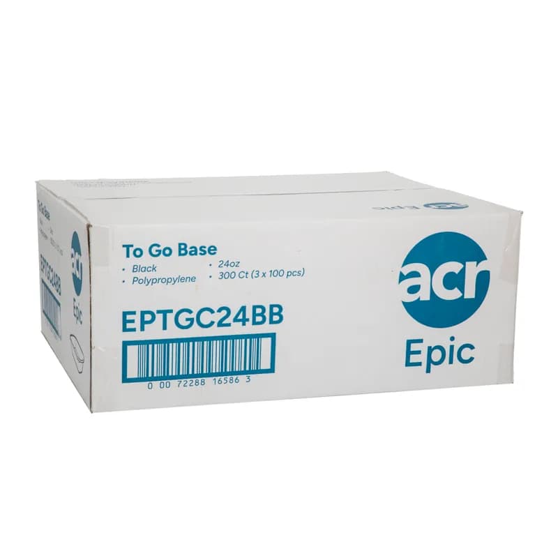 Epic Take-Out Container Base 24 OZ PP Black 100 Count/Pack 3 Packs/Case 300 Count/Case