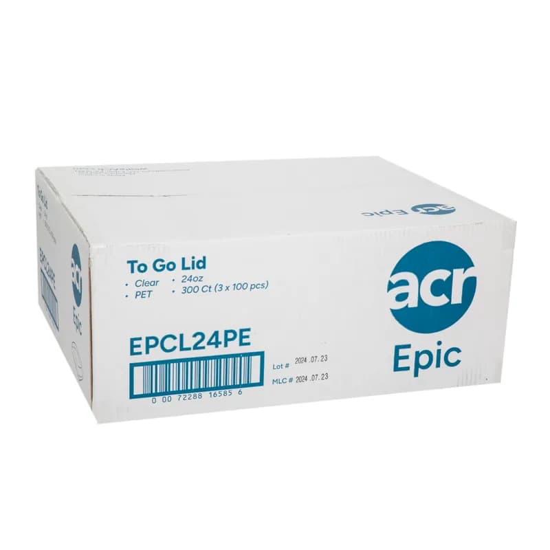 Epic Lid PET Clear For 24 OZ Container 100 Count/Pack 3 Packs/Case 300 Count/Case