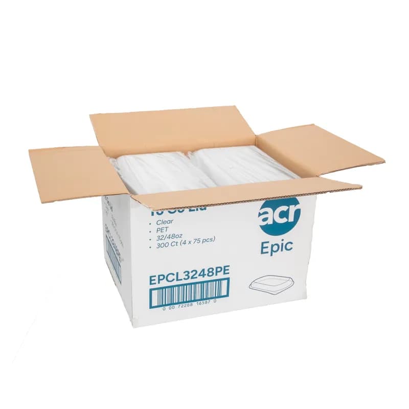 Epic Lid PET Clear For 32 OZ Container 75 Count/Pack 4 Packs/Case 300 Count/Case