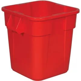 Brute® Storage Container Trash Can 21.50X25.13X22.50 IN 28 GAL Red Square Resin 6/Case