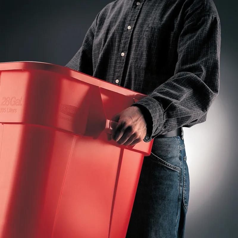 Brute® Storage Container Trash Can 21.50X25.13X22.50 IN 28 GAL Red Square Resin 6/Case