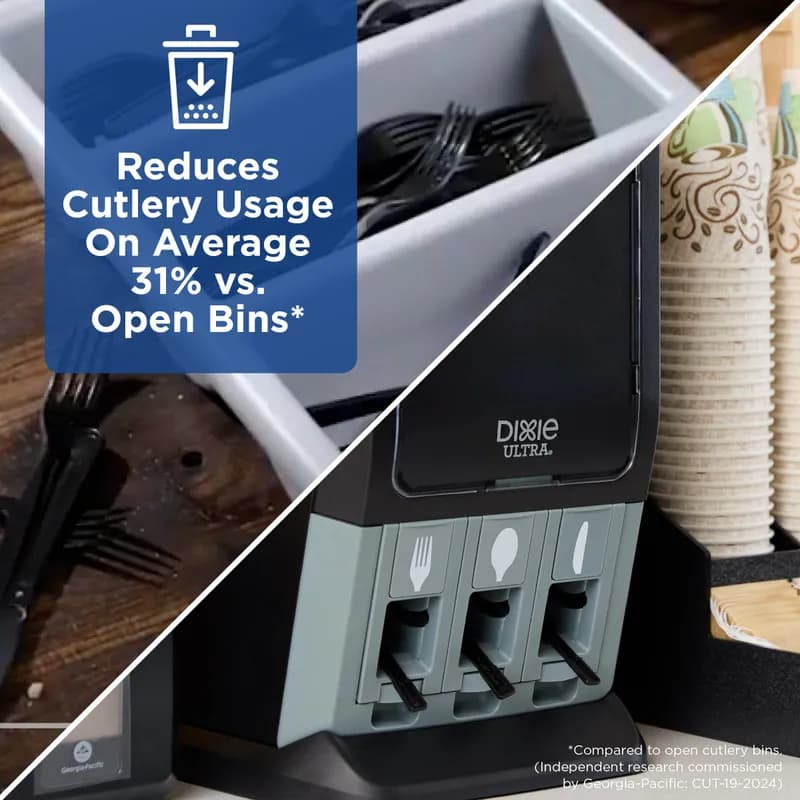 Dixie® Ultra SmartStock® Tri-Tower Series-T Cutlery Dispenser Mini Black 1/Case