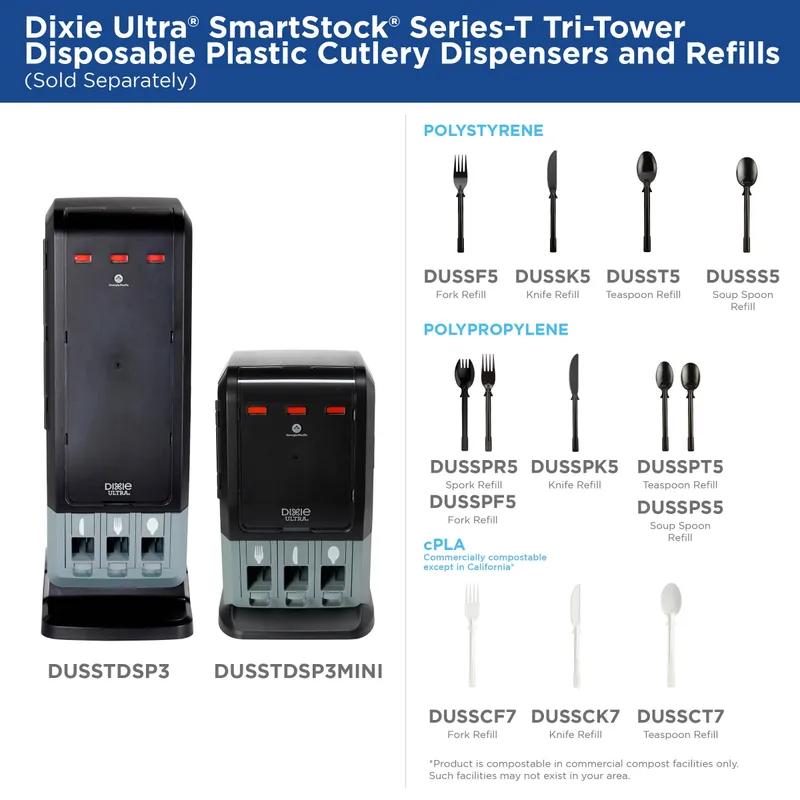 Dixie® Ultra SmartStock® Tri-Tower Series-T Cutlery Dispenser Mini Black 1/Case