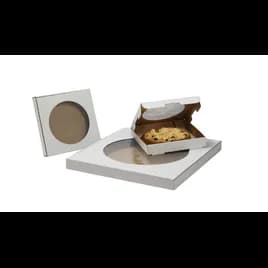 Pizza Box 17 IN Corrugated Cardboard White Kraft Plain E-Flute With Window 50/Bundle