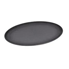 Serving Tray 21X14 IN Plastic Black Oval 20/Case
