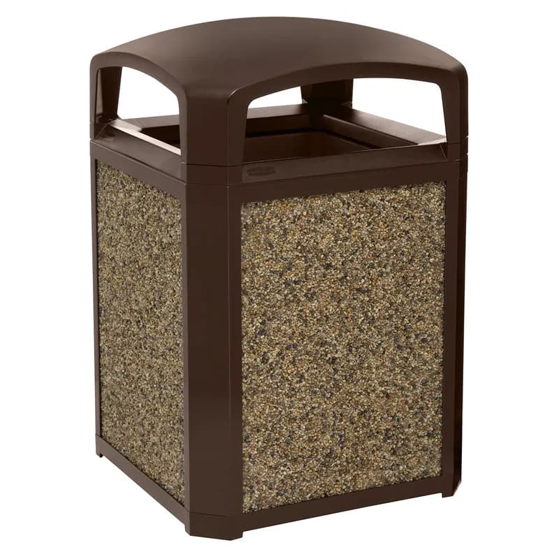 Landmark Series® Landfill 2-Stream Trash Container Frame 35 GAL Sable Resin With Dome Lid Classic With Rigid Liner 1/Each