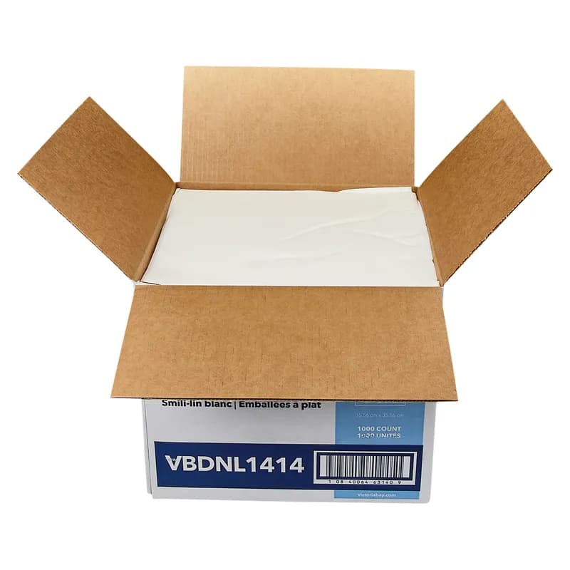 Victoria Bay Dinner Napkins 14X14 IN White Paper Linen Feel Flat Pack 1000/Case