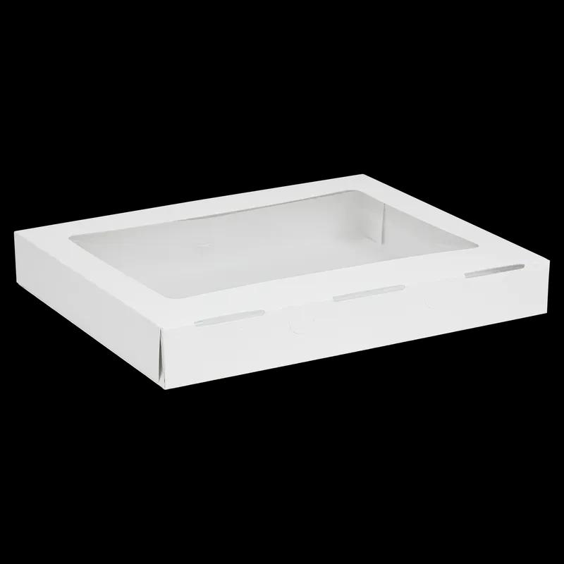 Donut Box 16X12X2.5 IN SBS Paperboard White Waterfall With Window 100/Case