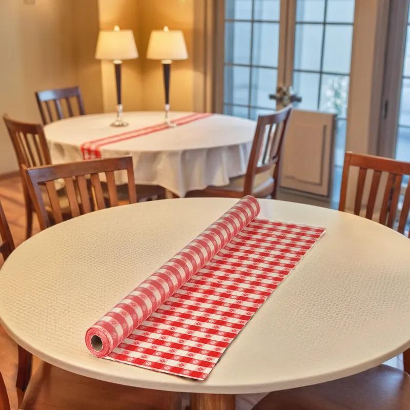 Table Cover 40IN X300FT Plastic Red White Gingham 1/Case