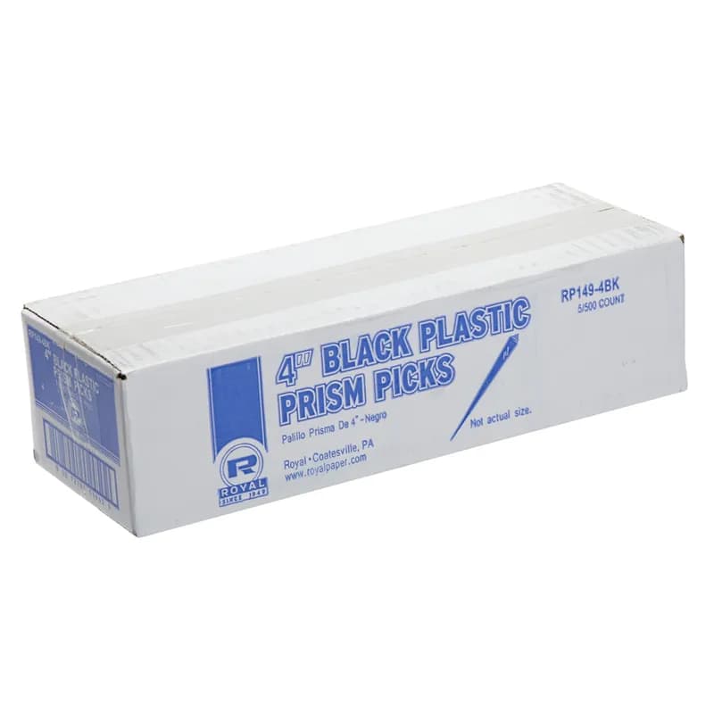 Food Prism Pick 4 IN Plastic Triangle Black 500 Count/Pack 5 Packs/Case 2500 Count/Case