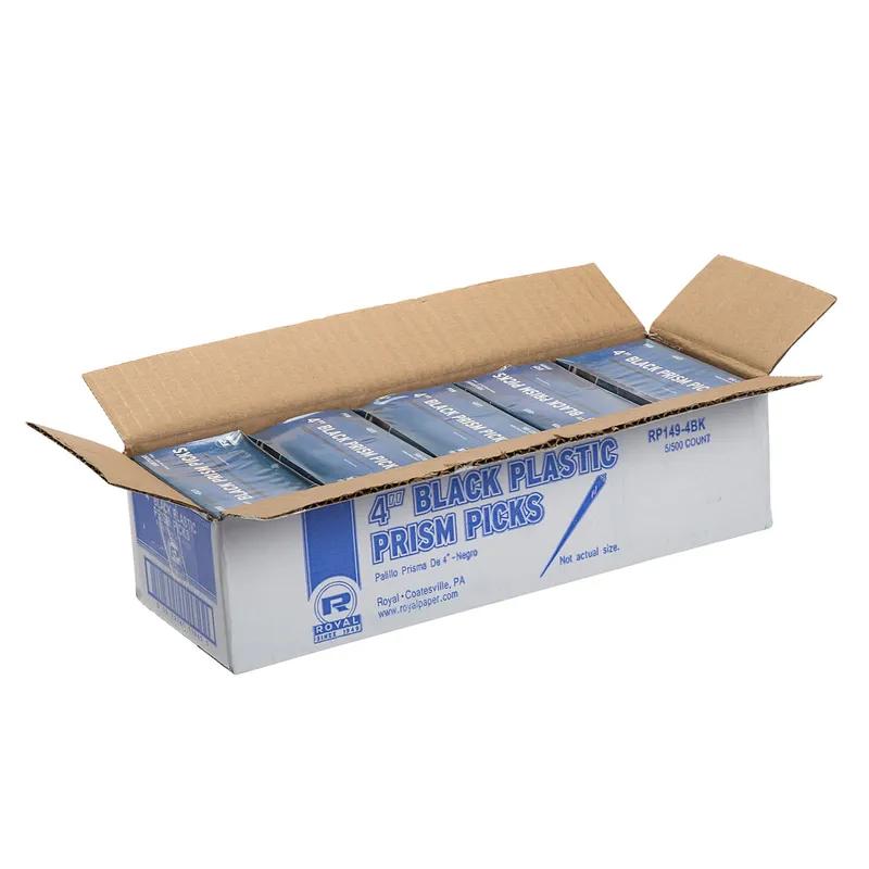 Food Prism Pick 4 IN Plastic Triangle Black 500 Count/Pack 5 Packs/Case 2500 Count/Case