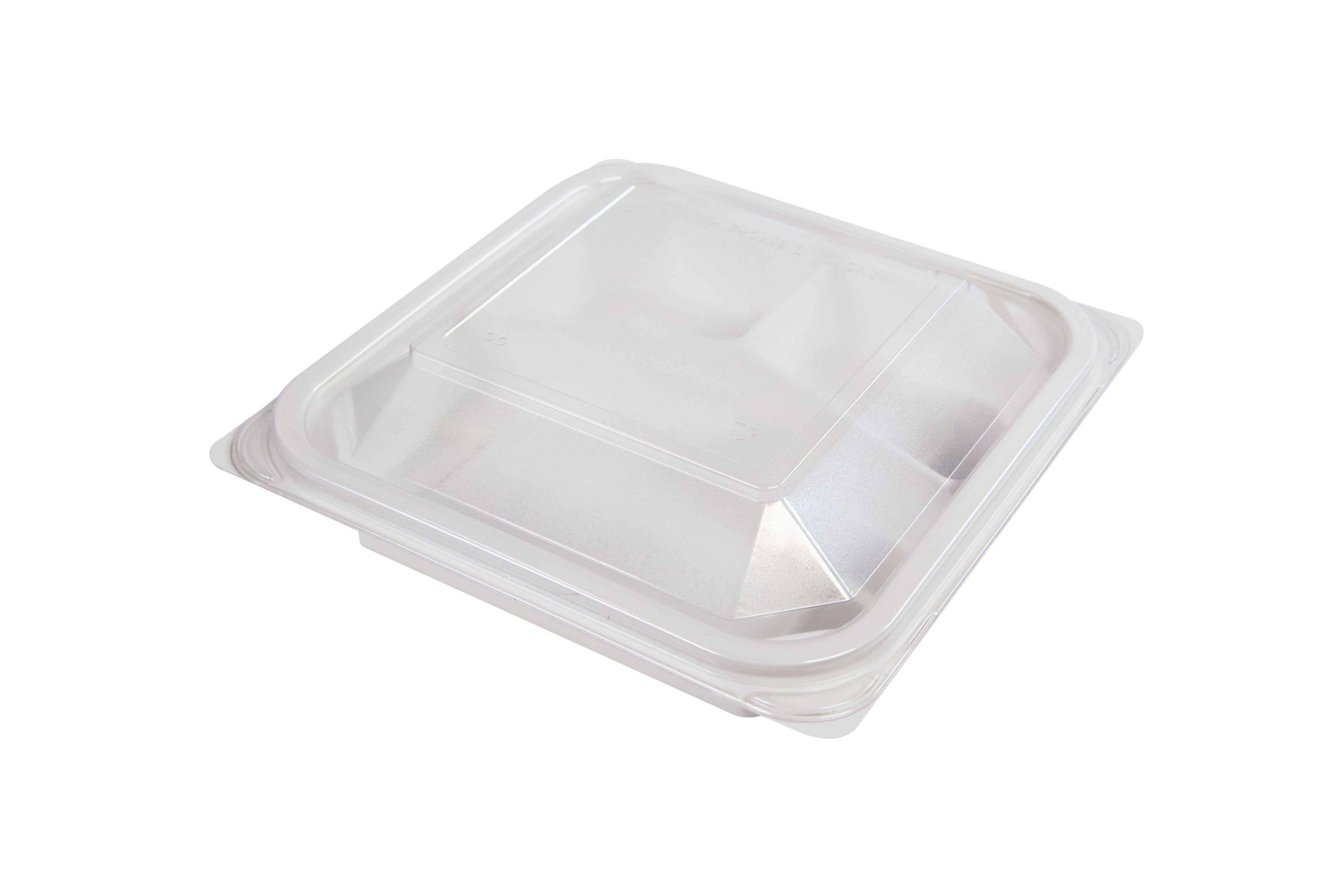 Fresh-Pak StackerZ Take-Out Container Base & Lid Combo With Dome Lid 8X1.5 IN 3 Compartment PP White Square 250/Case