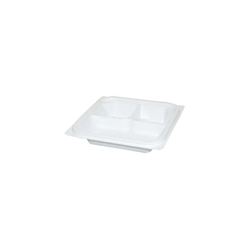 Fresh-Pak StackerZ Take-Out Container Base & Lid Combo With Dome Lid 8X1.5 IN 3 Compartment PP White Square 250/Case