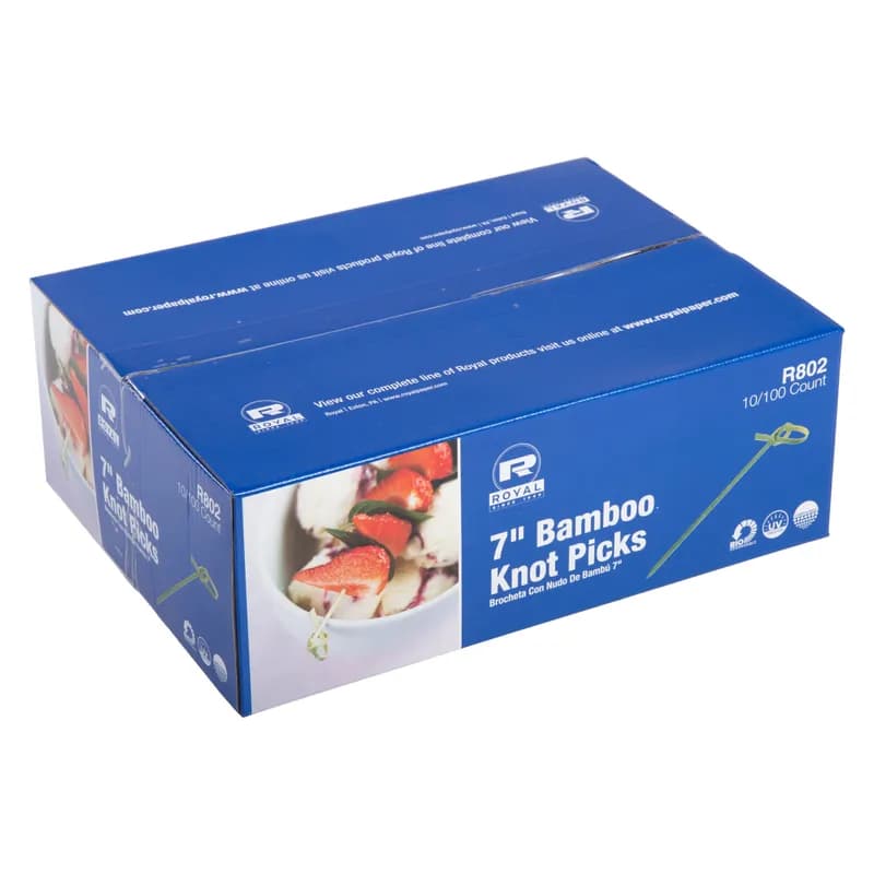 Food Knot Pick 7 IN Bamboo 100 Count/Pack 10 Packs/Case 1000 Count/Case