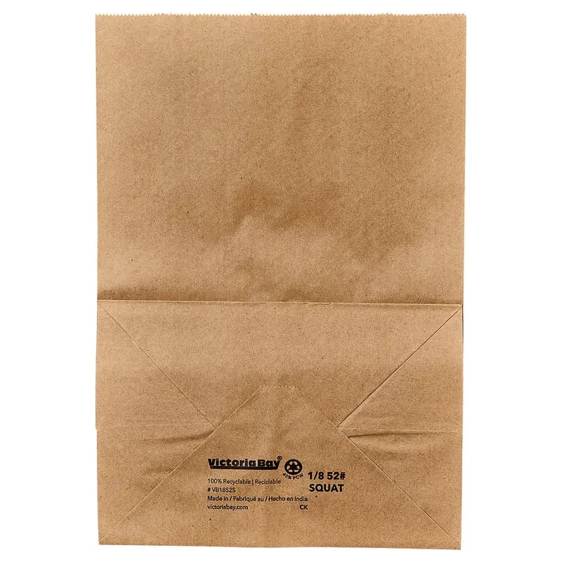 Victoria Bay Bag 1/8 52 LB Paper Kraft Unprinted Squat 500/Bundle