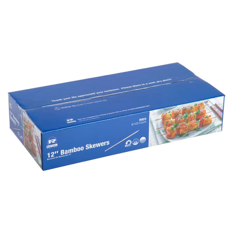 Shishkabob Skewer 12 IN Bamboo Round Natural 800/Box
