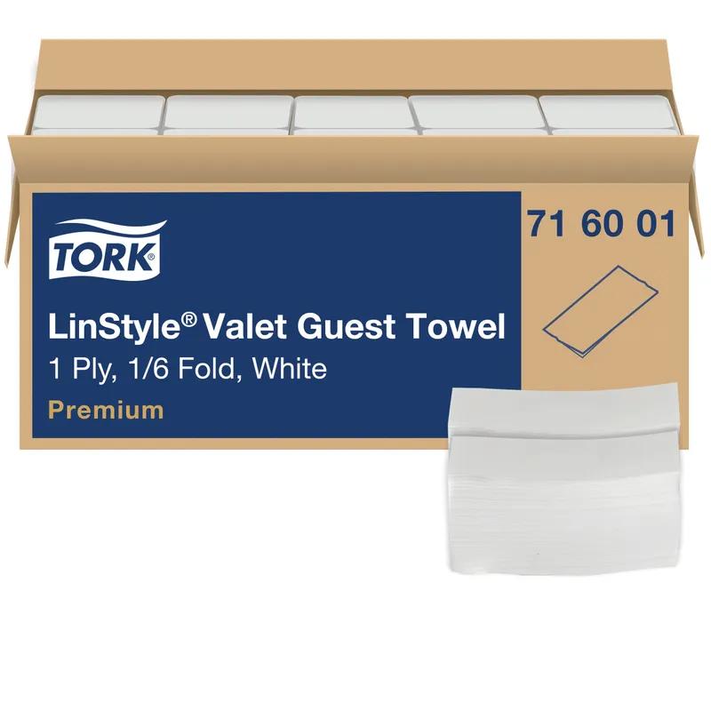 Tork LinStyle Valet Folded Guest Towel 17X11.5 IN 8.5X4.375 IN 1PLY White 1/6 Fold Embossed Premium Refill 100/Case