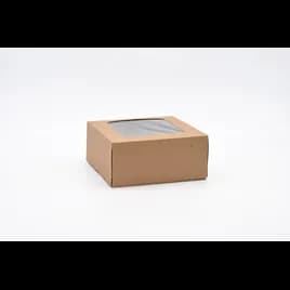 Bakery Box Paperboard Kraft 4 Corner Window Auto-Lock Bottom 150/Bundle