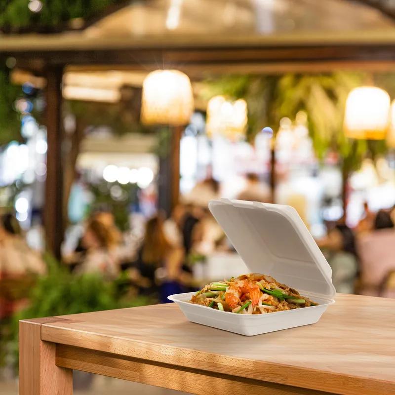 Dart® Take-Out Container Hinged 9X9.14X2.98 IN Pulp Fiber Natural 100 Count/Bag 2 Bags/Case 200 Count/Case