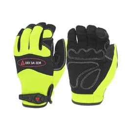 ProWorks® Mechanics Gloves Small Yellow Black Spandex Synthetic Leather Palm Patch Non-Slip Grip Hook and Loop 1/Each