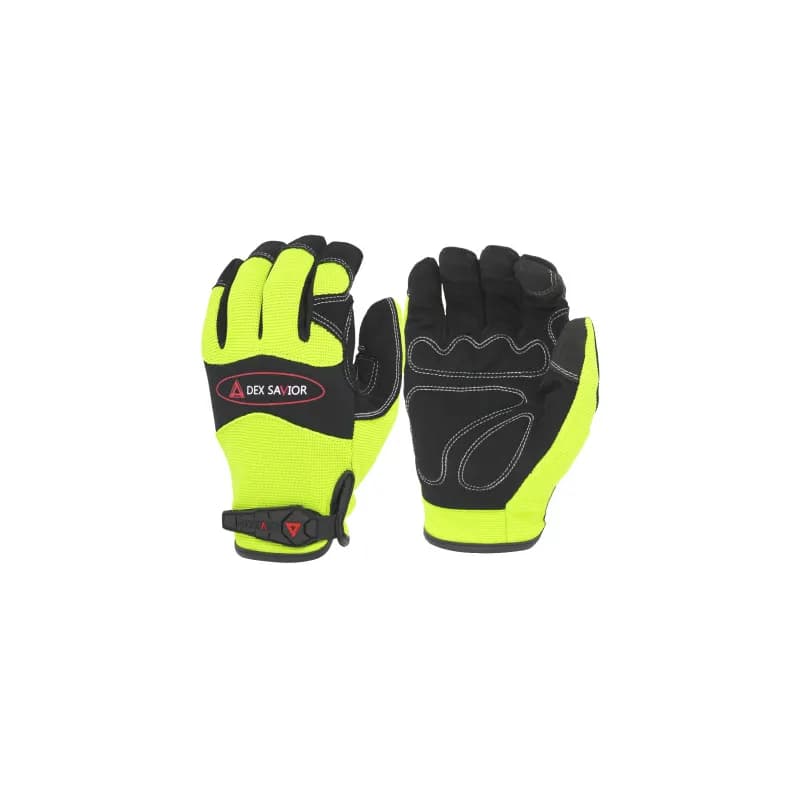 ProWorks® Mechanics Gloves Small Yellow Black Spandex Synthetic Leather Palm Patch Non-Slip Grip Hook and Loop 1/Each