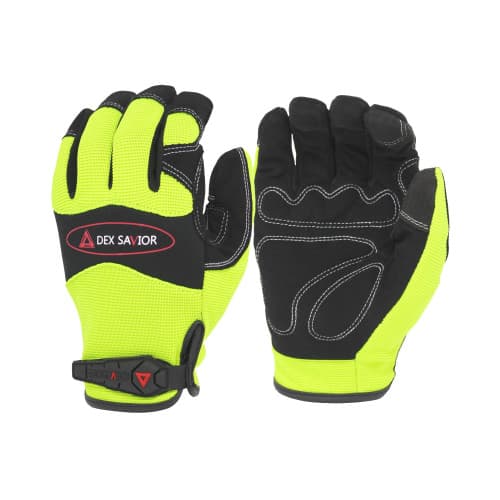ProWorks® Mechanics Gloves Small Yellow Black Spandex Synthetic Leather Palm Patch Non-Slip Grip Hook and Loop 1/Each