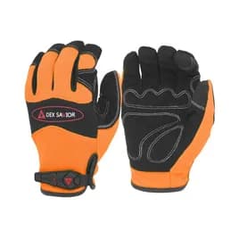 Safety Zone® Mechanics Gloves Medium (MED) Orange Black Spandex Synthetic Leather Palm Patch Hook and Loop 1/Each