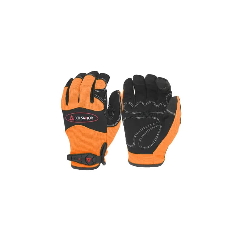 Safety Zone® Mechanics Gloves Medium (MED) Orange Black Spandex Synthetic Leather Palm Patch Hook and Loop 1/Each