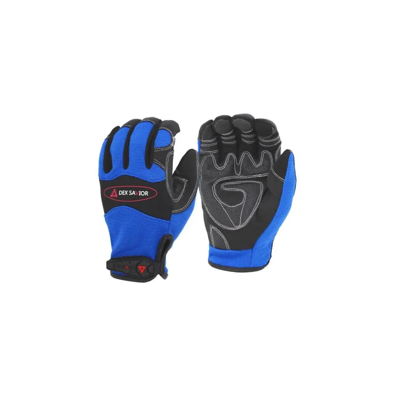 ProWorks® Mechanics Gloves Large (LG) Blue Black Spandex Synthetic Leather Palm Patch Non-Slip Grip 1/Each