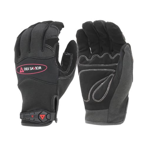 ProWorks® Mechanics Gloves Large (LG) Black Spandex Synthetic Leather Palm Patch Non-Slip Grip 1/Each