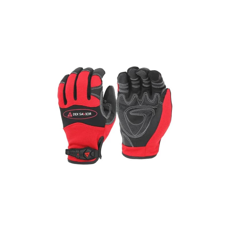 ProWorks® Mechanics Gloves XXL Red Black Spandex Synthetic Leather Palm Patch Non-Slip Grip Hook and Loop 1/Each