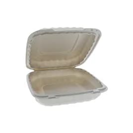 Earth Plus Take-Out Container Hinged 9X9X3 IN MFPP White 120/Case