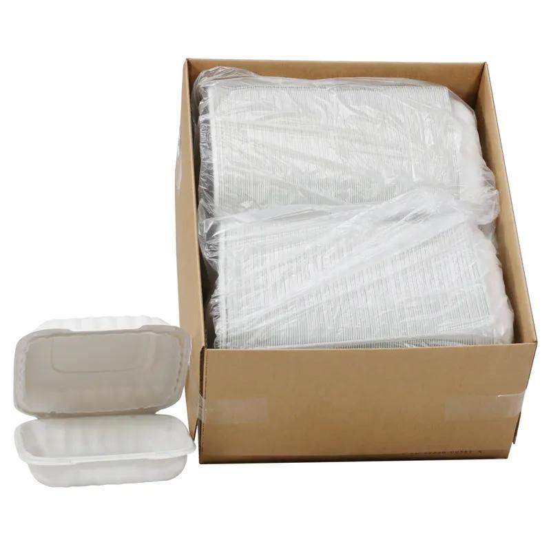 Earth Plus Take-Out Container Hinged 9X9X3 IN MFPP White 120/Case