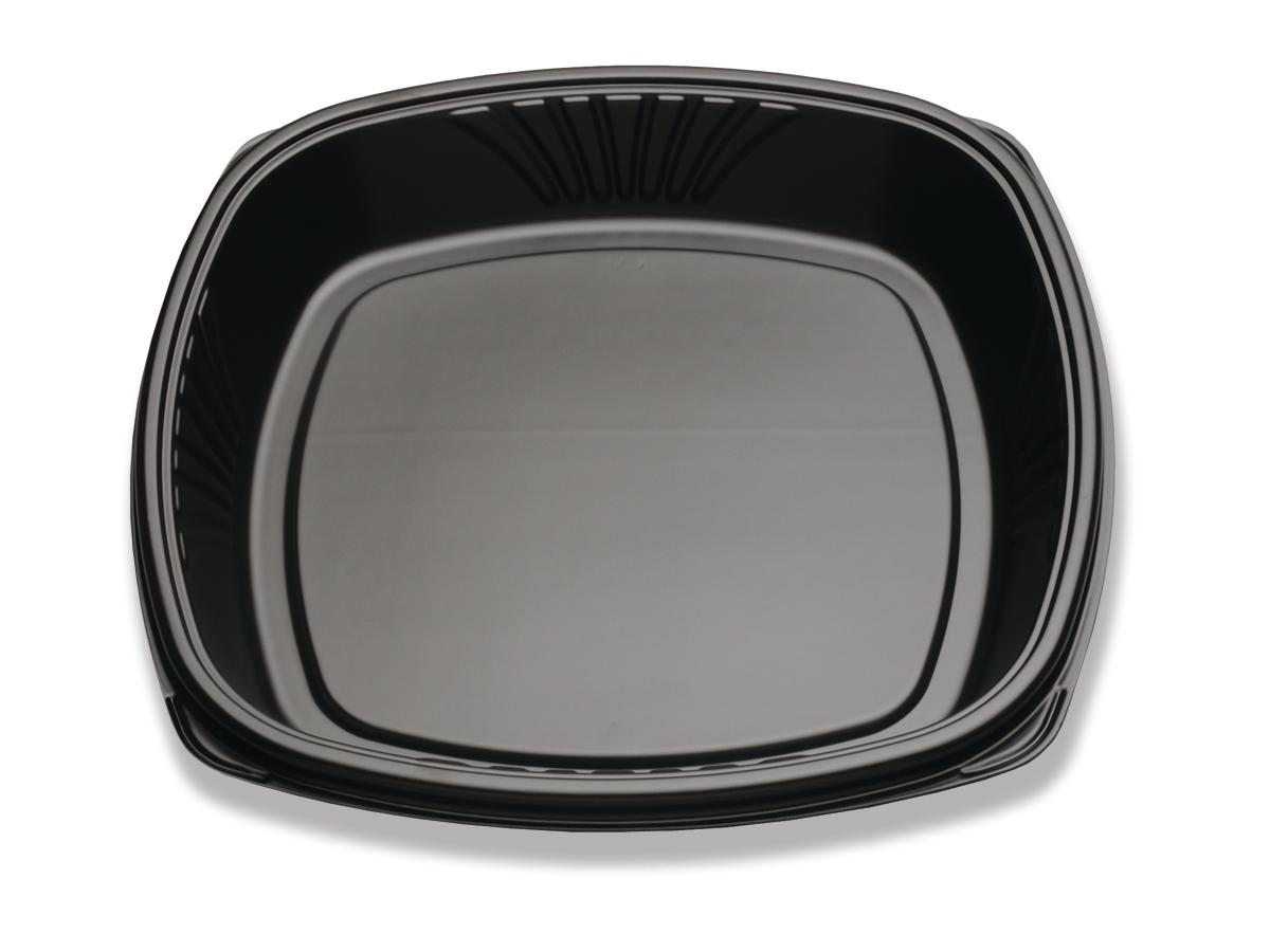 Take-Out Container Base 5X5 IN PS Black Square Shallow 48/Case