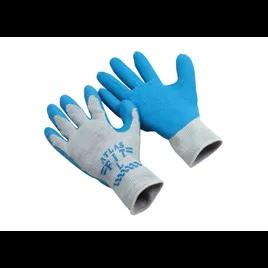 Atlas Fit® Large (LG) Blue Rubber Polyester String Knit Palm & Finger Coating Rough Finish Rubber Grip 144/Case