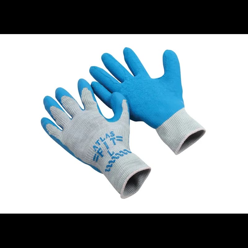 Atlas Fit® Large (LG) Blue Rubber Polyester String Knit Palm & Finger Coating Rough Finish Rubber Grip 144/Case