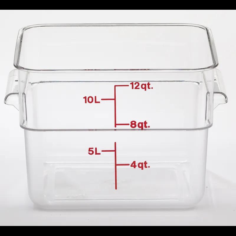 Camwear® Food Storage Container 11.25X12.25X8.25 IN 12 QT Clear Square PC Dishwasher Safe Freezer Safe 6/Case