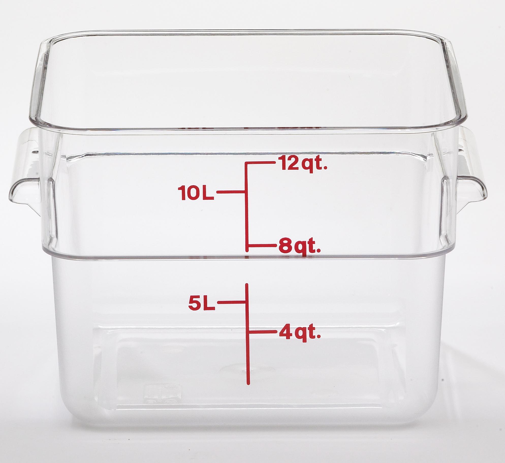 Camwear® Food Storage Container 11.25X12.25X8.25 IN 12 QT Clear Square PC Dishwasher Safe Freezer Safe 6/Case