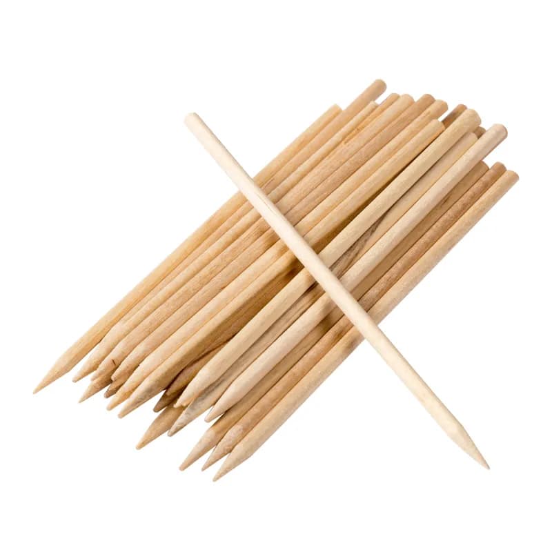 Food Skewer 4.5 IN Wood Round Brown Thick 1000 Count/Pack 10 Packs/Case 10000 Count/Case