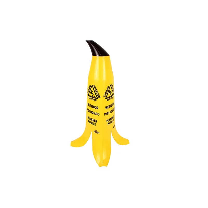 Impact® Wet Floor Sign 2 FT Yellow Black Banana Cone Plastic Trilingual Stackable 3 Count/Case