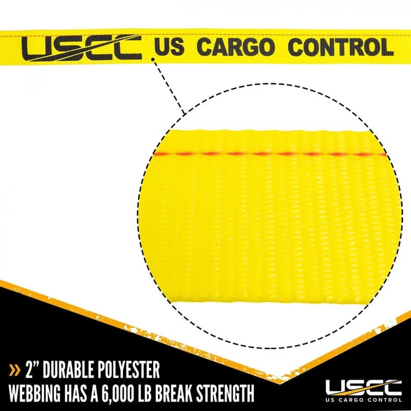 Cargo Strapping 2X144 IN Yellow Polyester Steel 2500# With Cam Buckle E-Track End Type 1/Each