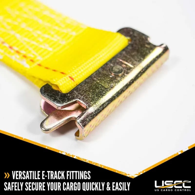 Cargo Strapping 2X144 IN Yellow Polyester Steel 2500# With Cam Buckle E-Track End Type 1/Each