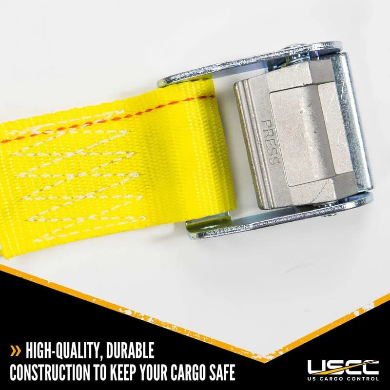Cargo Strapping 2X144 IN Yellow Polyester Steel 2500# With Cam Buckle E-Track End Type 1/Each