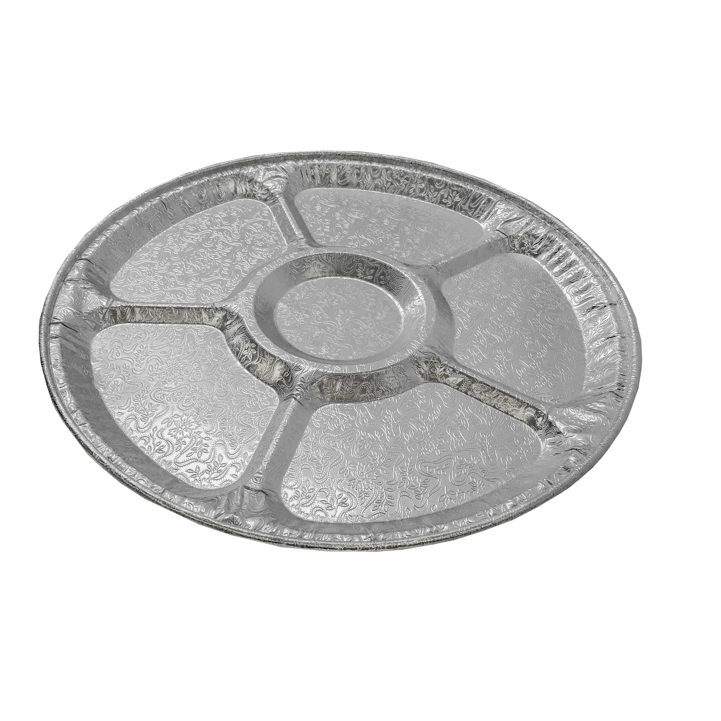 Serving Tray 16 IN 5 Compartment Aluminum Round Lazy Susan 25/Case