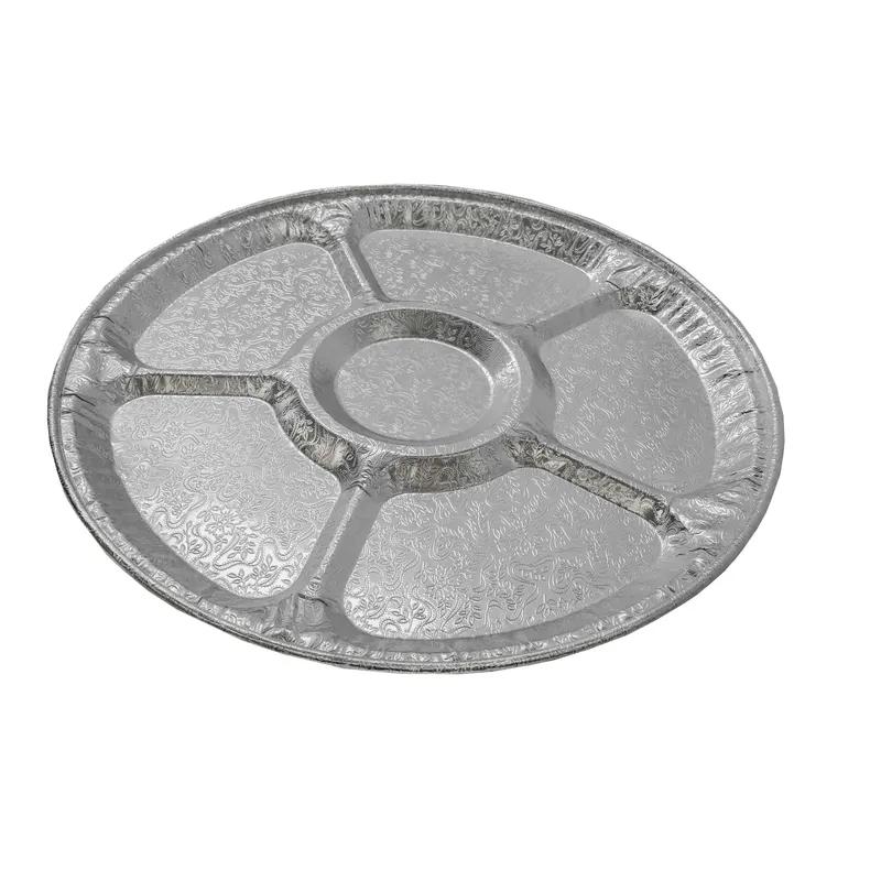 Serving Tray 16 IN 5 Compartment Aluminum Round Lazy Susan 25/Case