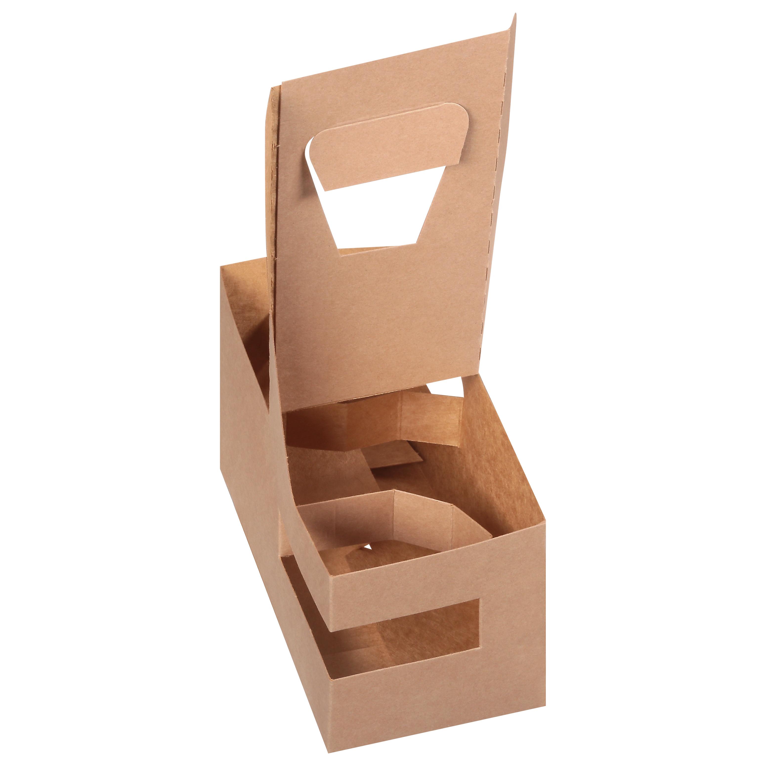 Cup Carrier 8X3.62X10.12 IN 2 Compartment Paperboard Kraft For 12-30 OZ With Handle Reusable 250/Case